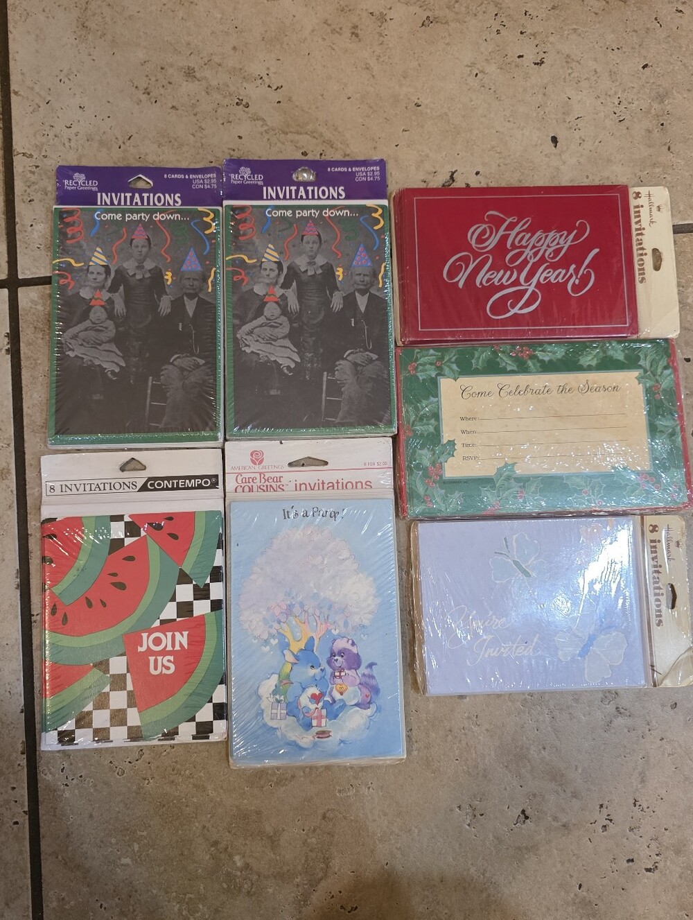 Vintagw Invitations Packs, Party, New Years, Christmas, Lot Of 7